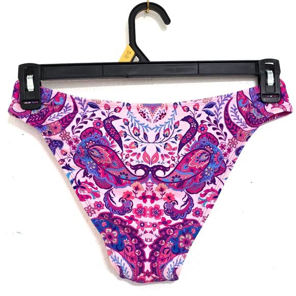 Cupshe Floral Paisley Mid Rise Bikini Bottom Purple Pink Multi Size Medium - Picture 4 of 7